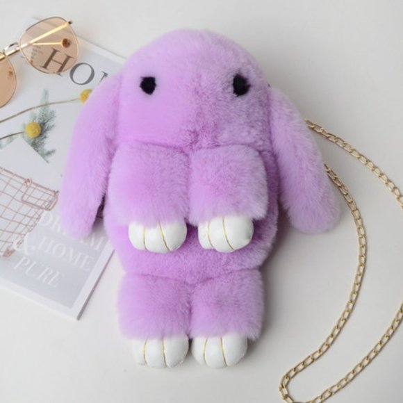 Kawaii Purple Plush Cute Rabbit Crossbody Bag/Backpack - Picture 1 of 13